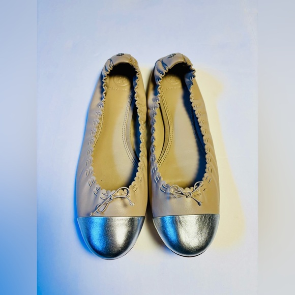 Tory Burch Simone Scalloped Leather Ballet Flats Size 9 1/2 Balletcore